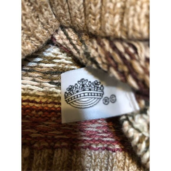 Vintage Shaver Lake Petite patterned full zip knit sweater size Petite Medium - Picture 11 of 11
